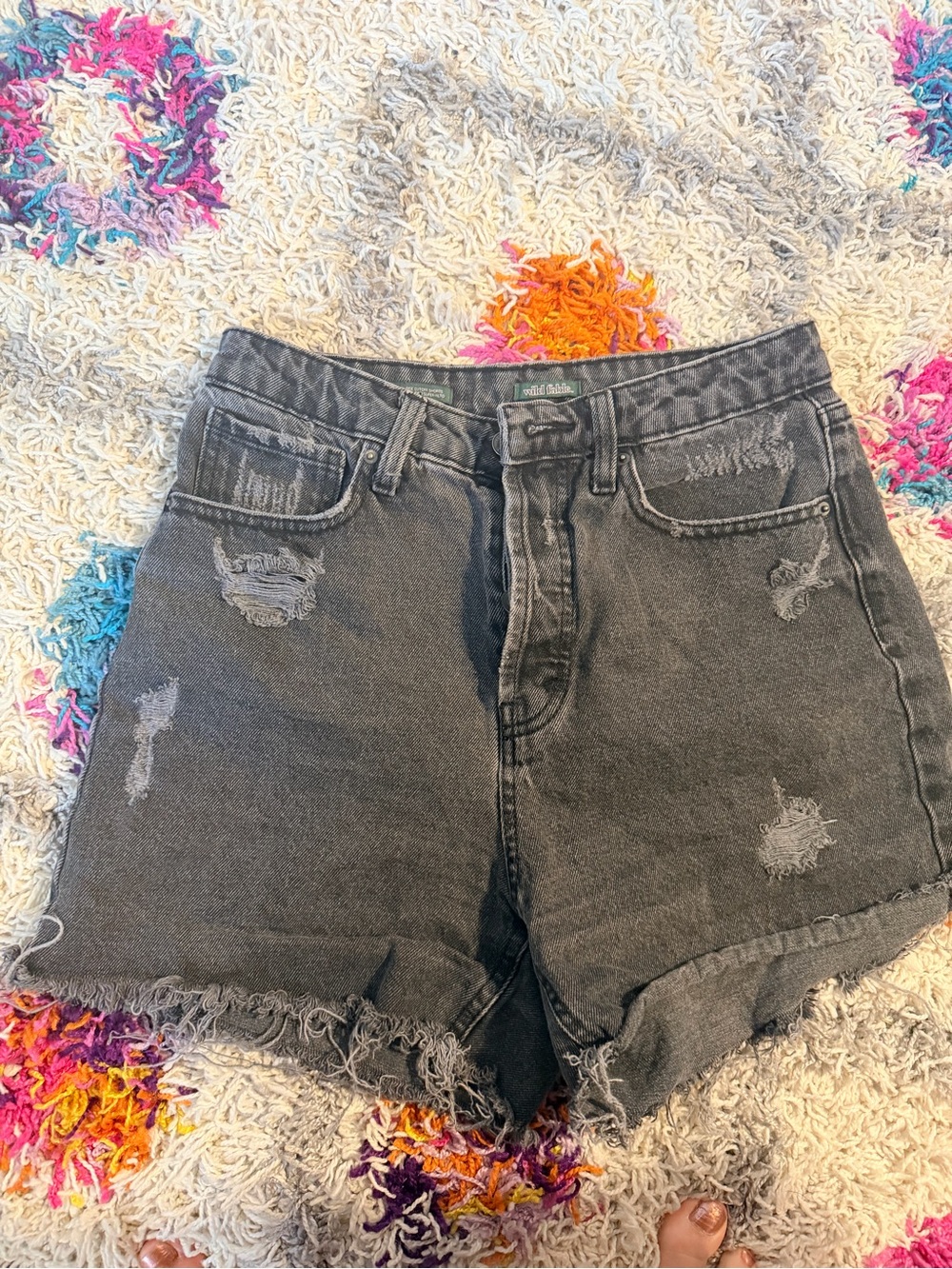 wild fable Washed Black Distressed High-Rise Jean Shorts